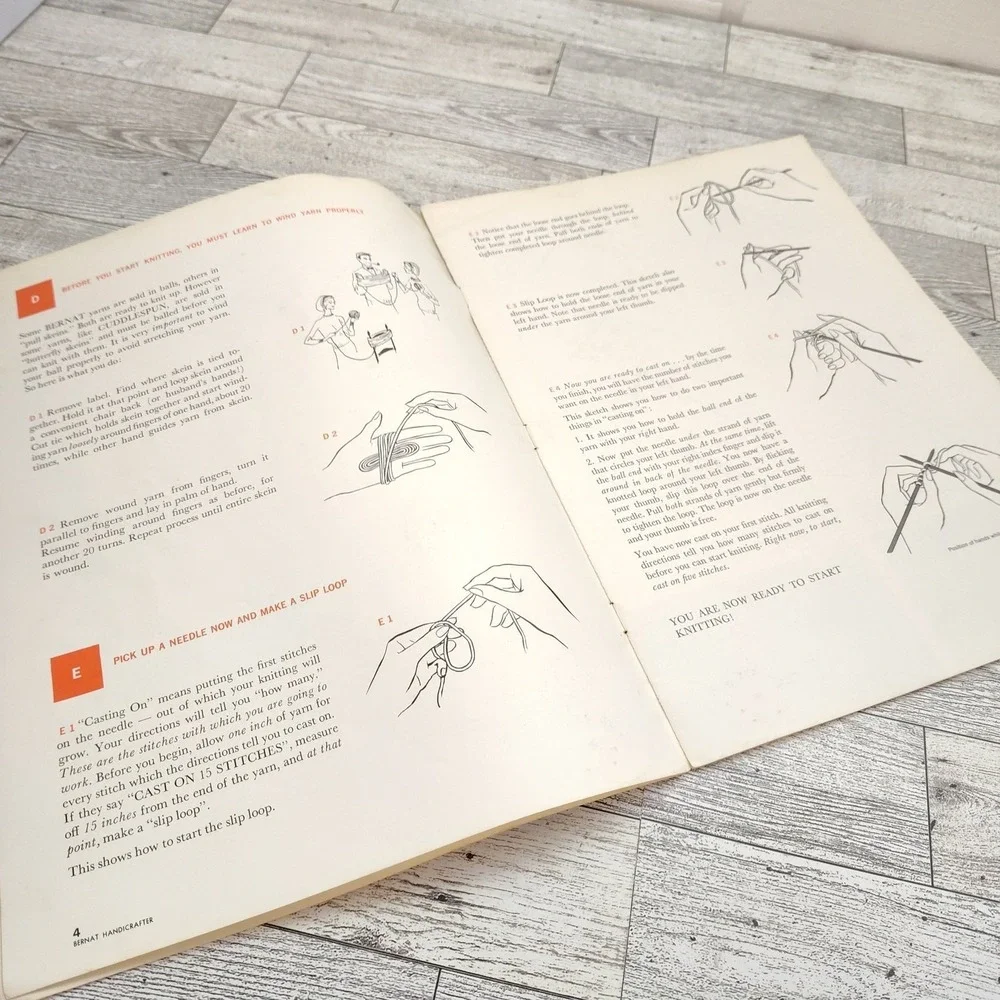 Bernat Learn to Knit‎ 1965 Book 127 Craft Booklet Patterns Retro Knitting Craft